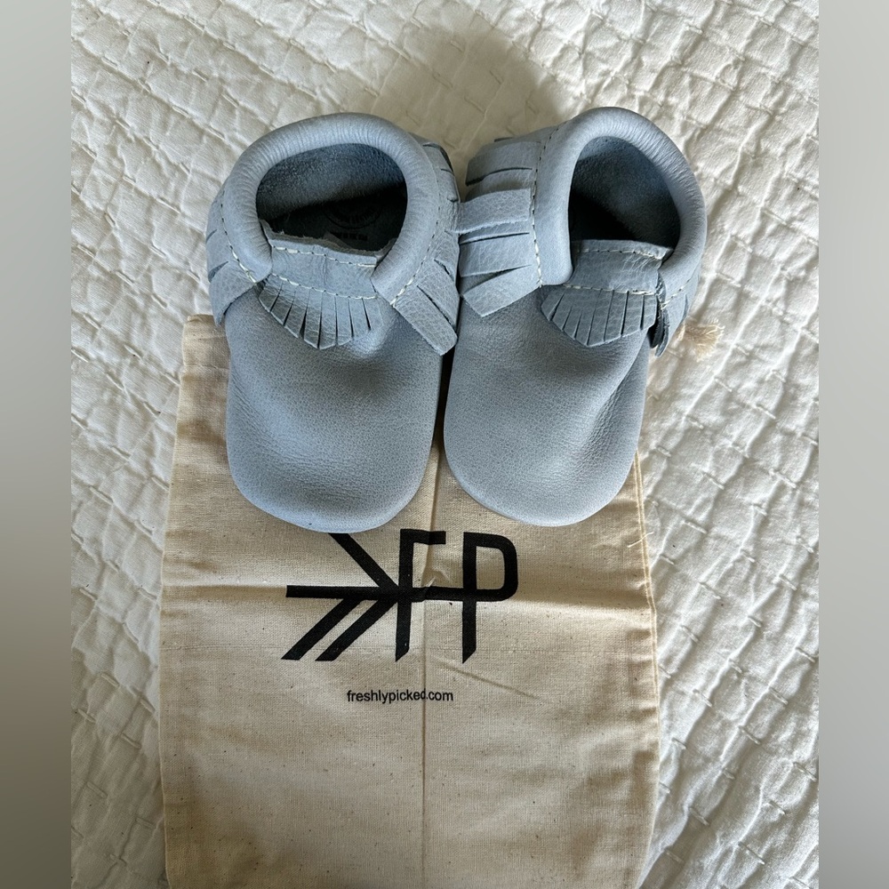 New - Freshly Picked Soft Gray Baby Moccasins